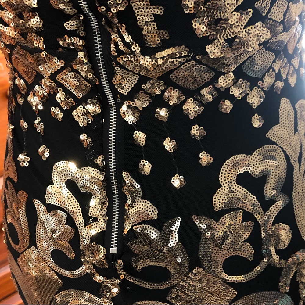 Cefian Black Gold Sequin Dress NWOT - Picture 7 of 9